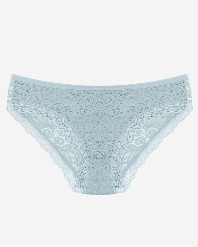 Mėlynos vienspalvės nėriniuotos kelnaitės moterims - Apatiniai