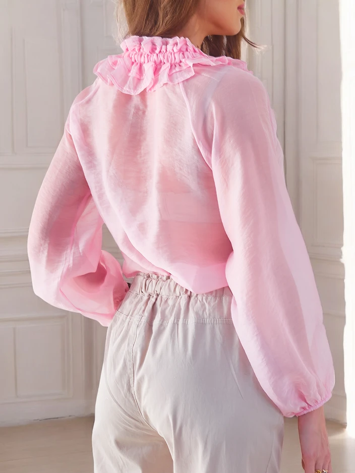 Royalfashion Прозрачная женская рубашка с декоративным воротником