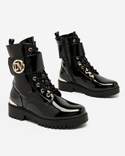 "Royalfashion" Juodi lakuoti moteriški batai "Bagger" Simbeba