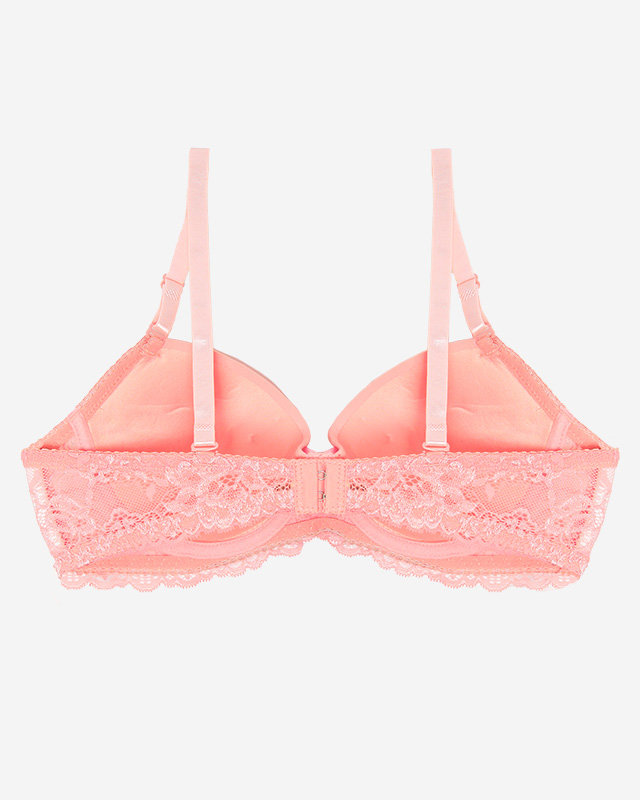 Светло-розовый однотонный гладкий женский бюстгальтер с кружевом - Нижнее белье