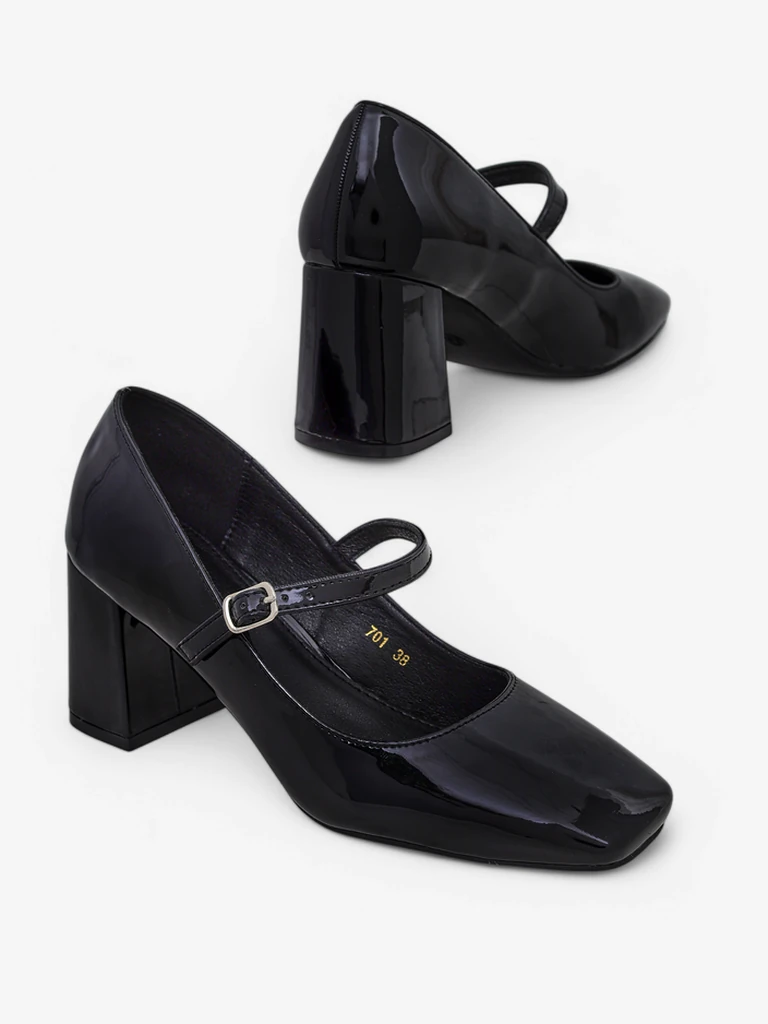 Royalfashion Лаковые женские туфли на каблуке с ремешком Virra