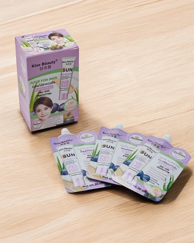 Kiss Beauty saulės apsaugos kremas 50 SPF maišeliuose 30mlx10vnt