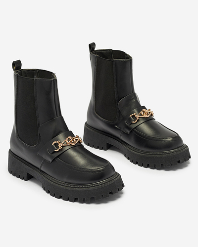 Juodi moteriški eko odos izoliuoti batai su Fera dekoracija - Avalynė