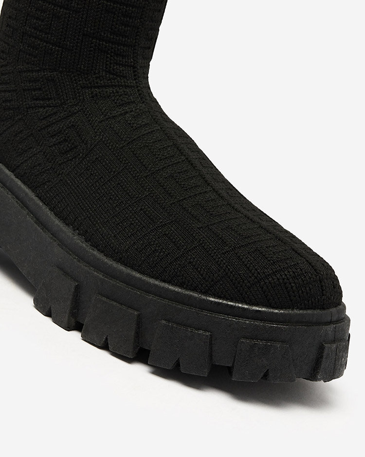 Royalfashion Juodi raštuoti moteriški batai Helipea