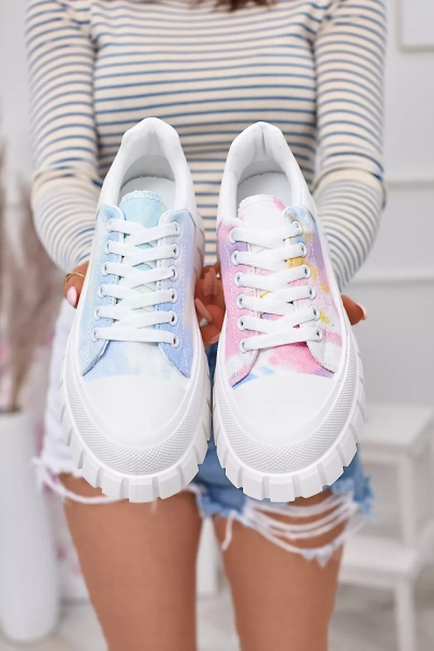 Розово-белые женские теннисные туфли с принтом Lonoll- Footwear