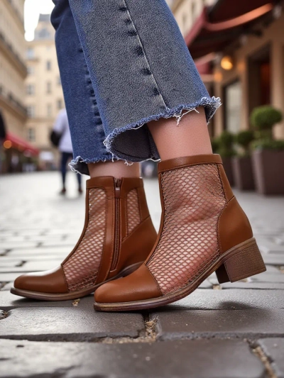 Royalfashion Женские перфорированные ankle boots на низком каблуке Rowices