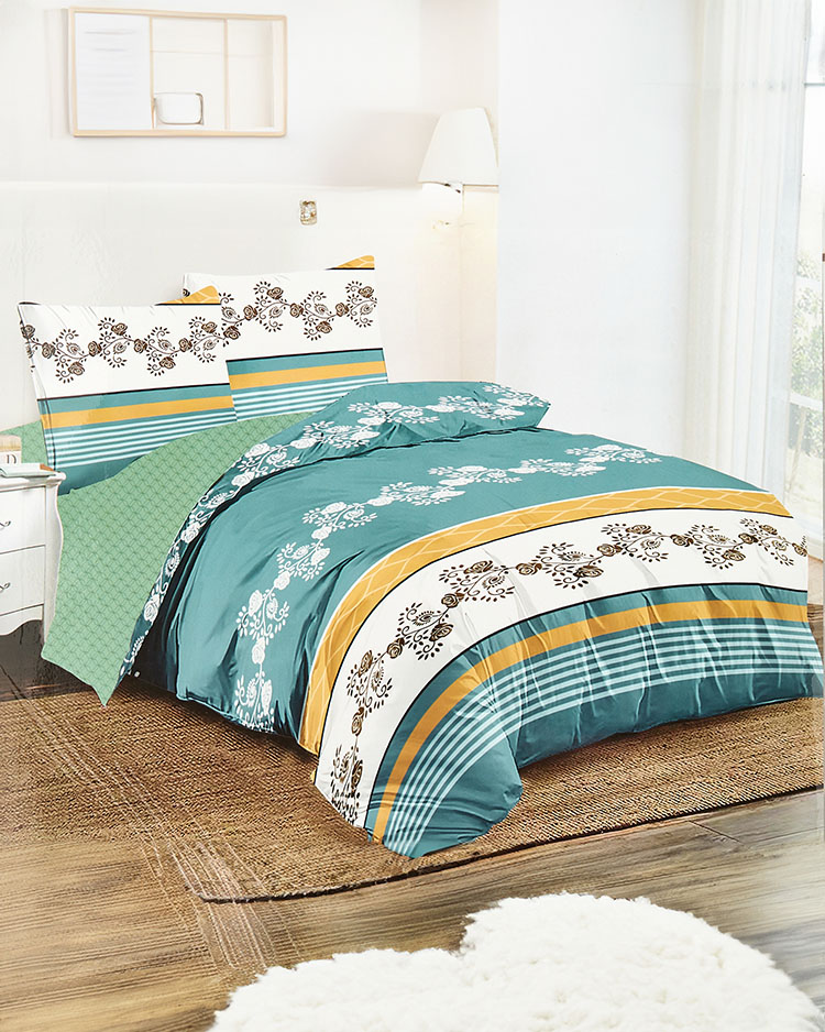 Зеленое постельное белье из хлопка 200х220, комплект из 4-х частей