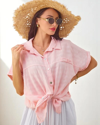 Royalfashion Moteriška medvilninė marškinė su reljefu ir trumpomis rankovėmis