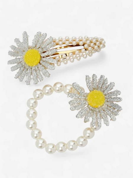 Royalfashion Набор заколок и резинок для волос с цветком Flora Perla