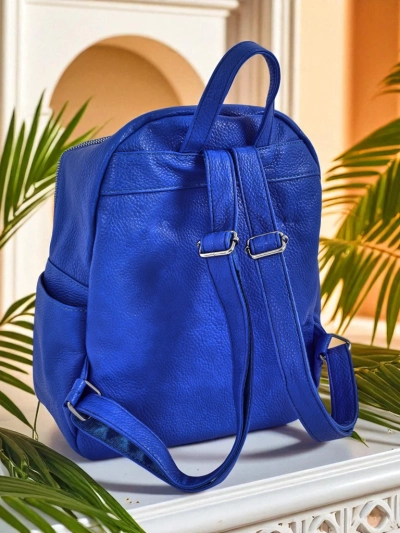 Plecak damski Callisto Royal Blue — duży, modny z ekoskóry z zamkiem