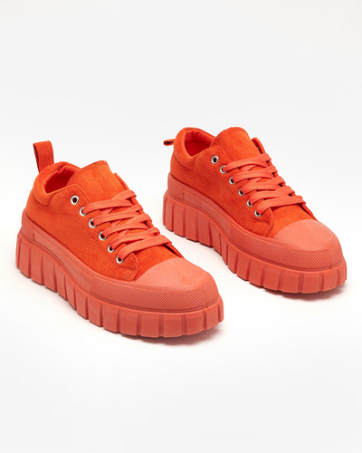 Оранжевые высокие женские кеды Maomis