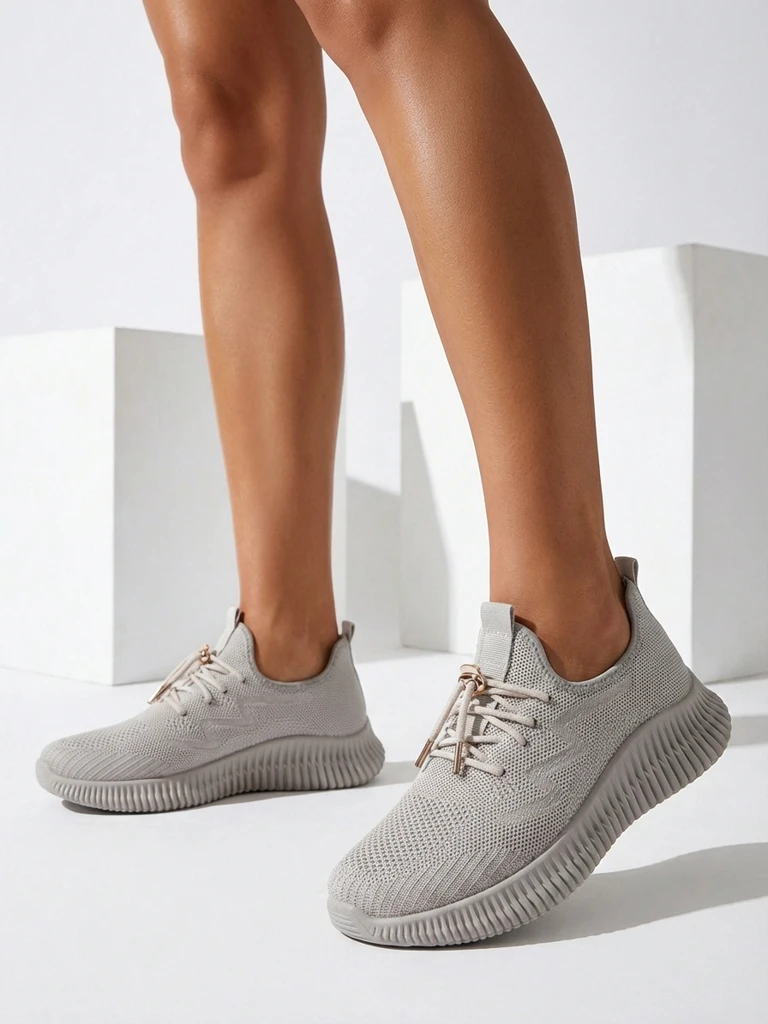 Aurelia Beige Royalfashion – Beige Women's Cloth Lace-Up Sneakers