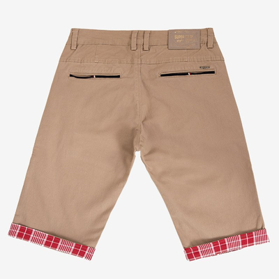 Smėlio spalvos vyriški šortai su bordo spalvos intarpais - Drabužiai