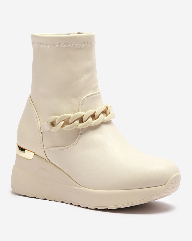 Smėlio spalvos moteriški batai ant inkaro su grandinėle Fefricca- Avalynė