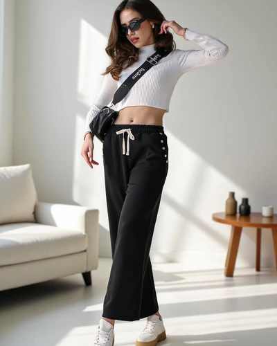 Широкие спортивные брюки Royalfashion для женщин с стразами