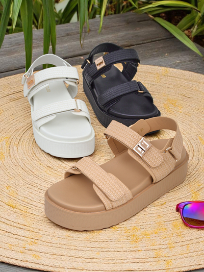 Royalfashion Kallisto – Białe sandały damskie na platformie, skóra ekologiczna