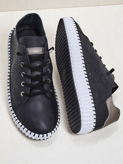 Royalfashion Women's Luna Lace Cutout Sneakers