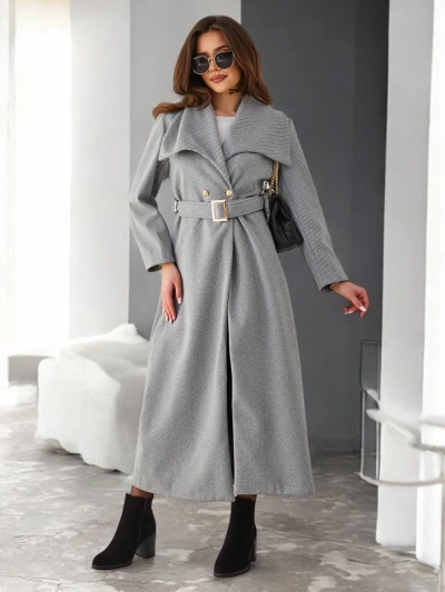Женское макси-пальто Royalfashion с завязкой