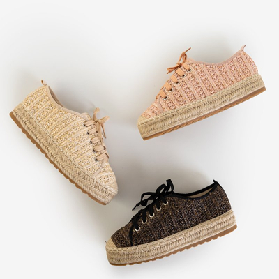 Smėlio spalvos moteriškos espadrilės ant žemos platformos Kioto - Avalynė