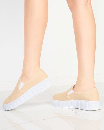 Smėlio spalvos moteriški užsegami batai ant storo Tenri pado - Avalynė