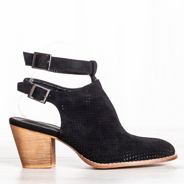 Ażurowe botki na słupku w kolorze czarnym Palacida - Obuwie