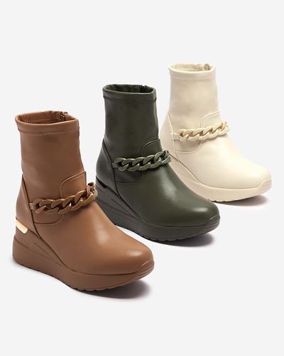 Бежевые женские сапоги на якоре с цепочкой Fefricca- Footwear