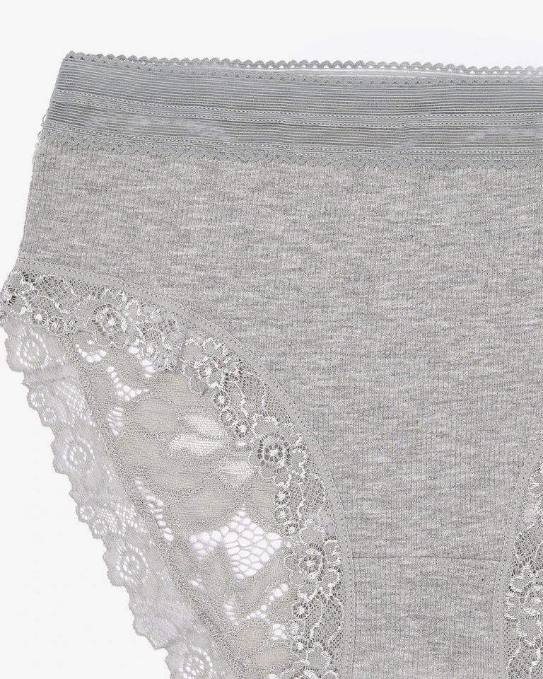 Pilkos spalvos briaunuotos moteriškos kelnaitės PLUS SIZE - Apatinis trikotažas