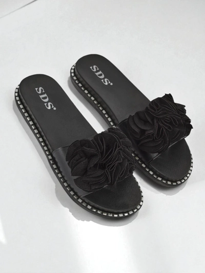 Royalfashion moteriškos šlepetės lygiu padu Flora Verde