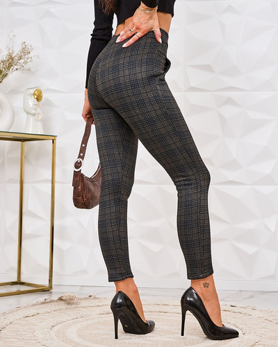 Royalfashion Moteriškos apšiltintos languotos tegings kelnės