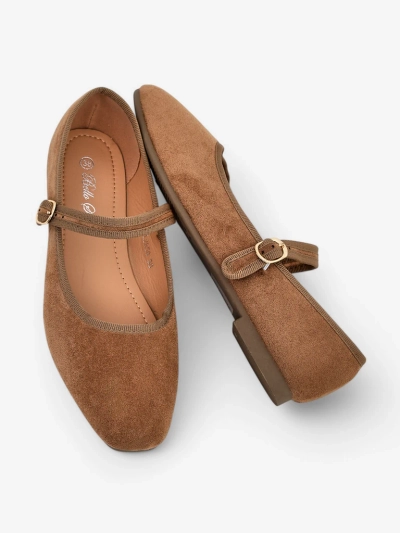 Женские балетки из экозамши Royalfashion с ремешком Ernie