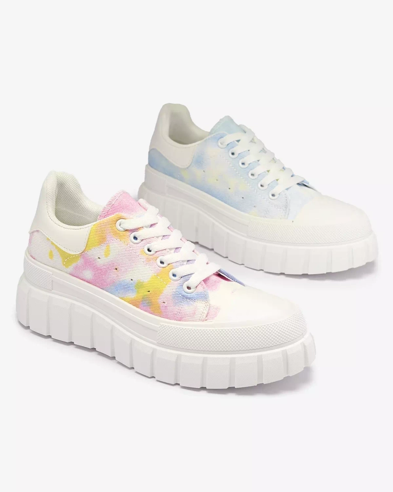 Rožinės ir baltos spalvos moteriški teniso bateliai su raštu Lonoll- Footwear