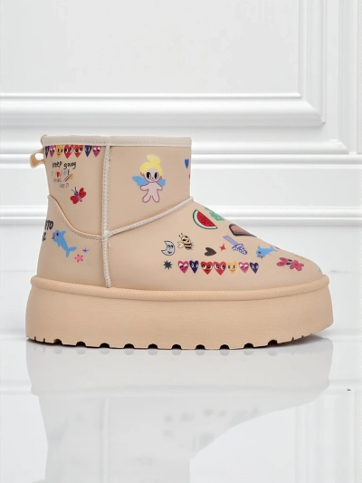 Callisto Angelico Insulated Kicks with Kidcore Platform Art - Beige