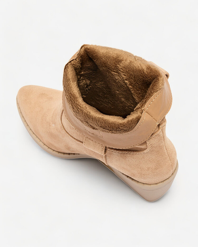 Royalfashion Šviesiai rudi apšiltinti moteriški kaubojiški batai Bronco