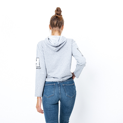 Серое женское худи с надписью