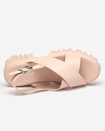 OUTLET Šviesiai rožinės spalvos moteriškos basutės ant masyvaus Otida pado - Avalynė