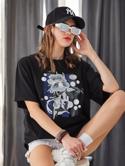 Royalfashion Moteriška medvilninė marškinių su spauda