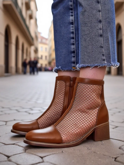 Royalfashion Женские перфорированные ankle boots на низком каблуке Rowices