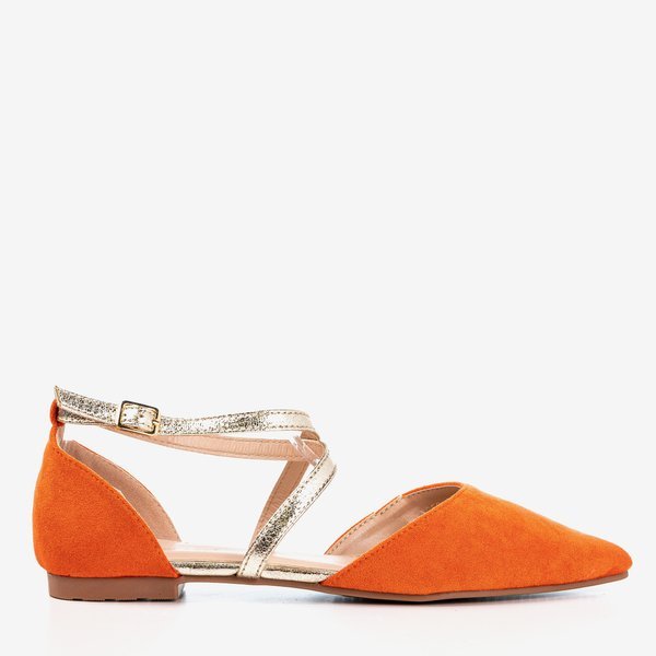 Pomarańczowe baleriny damskie na płaskim obcasie Vosia - Obuwie