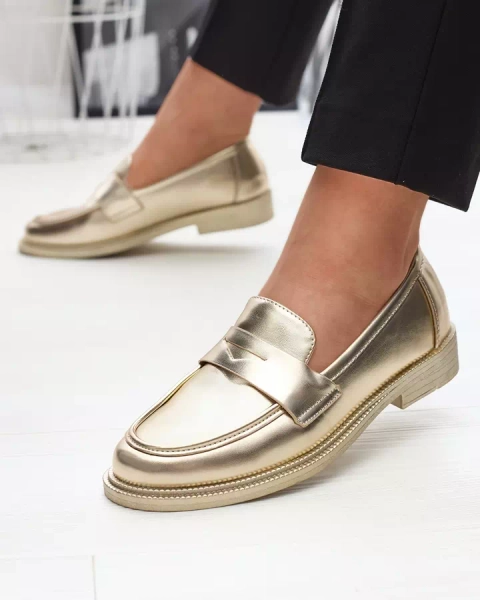 Auksiniai moteriški mokasinai iš eko odos Zibom- Avalynė