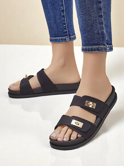 Royalfashion moterų šlepetės su dekoratyvinėmis sagtimis Costes