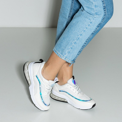 Белые женские кроссовки с голографическими вставками Noate