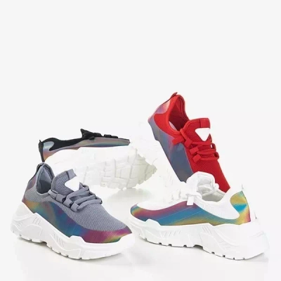 Białe sneakersy damskie z wielokolorową wstawką Isis - Obuwie