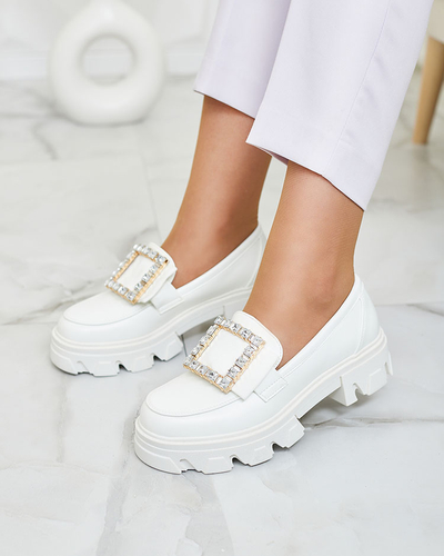 "Royalfashion" Balti mokasinai su dekoru ant nosies "Alomease"