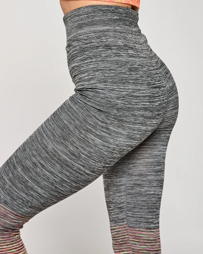 Pilkas moteriškas sportinis komplektas su oranžiniais intarpais - Apranga