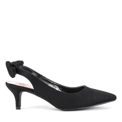 Czarne sandały na szpilce ze szpiczastym noskiem Katmandu - Obuwie