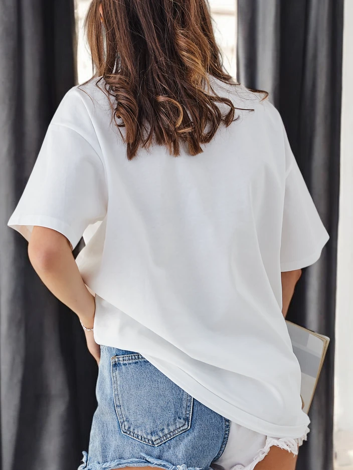 Royalfashion medvilninis moteriškas marškinėlis rožinės gėlės