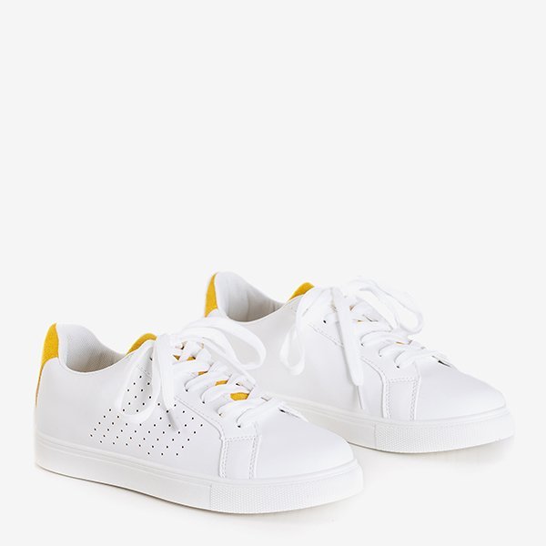 Biało-żółte damskie tenisówki Kaori - Obuwie