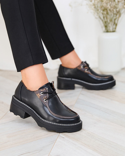 "Royalfashion" Juodi moteriški pusbačiai tvirtu padu "Dobbin"