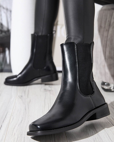 Высокие женские сапоги с квадратным носком черного цвета Sudis- Footwear