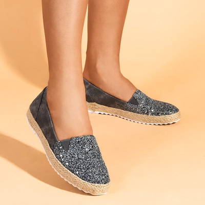 Moteriškos tamsiai pilkos spalvos brokatas „Nuhente espadrilles“ - Batai